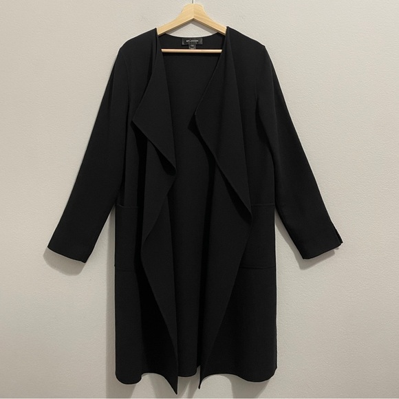 St. John Coatigan 100% Wool Black Knit Cardigan Jacket Long Line Womens 10 - Picture 13 of 13